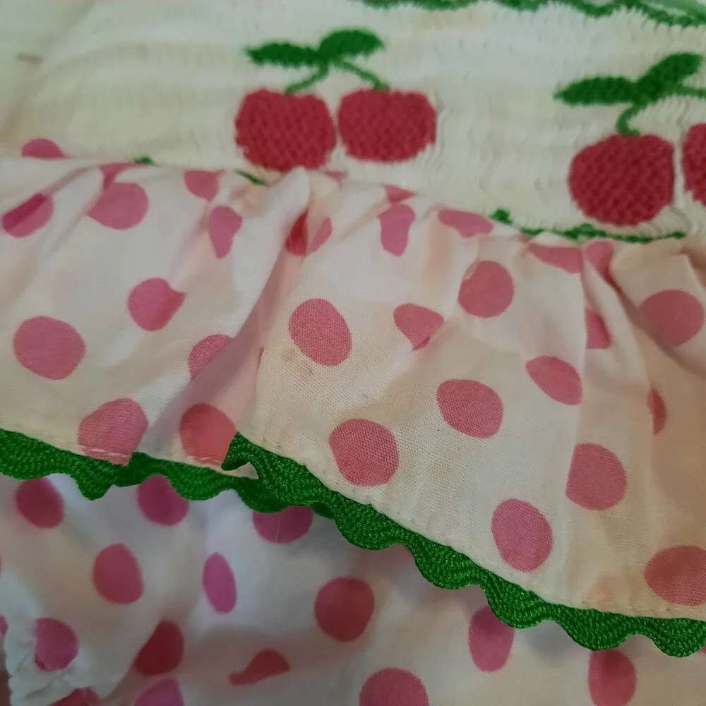 Babeeni Girls Smocked Cherry Sunsuit 4/5